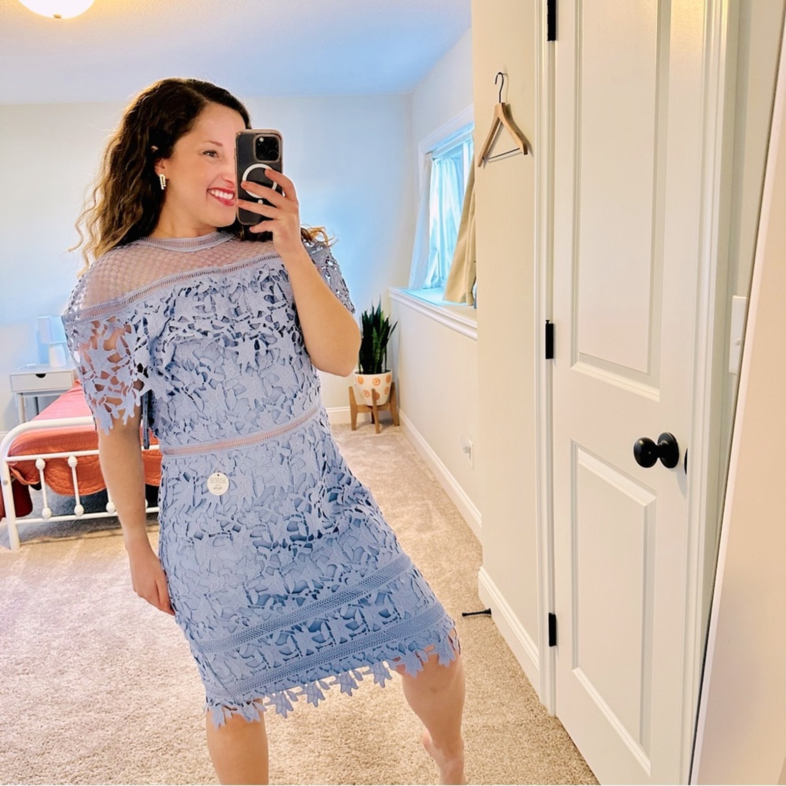 NWT Chi Chi London Blue Floral Lace Mini Dress UK 16 US 12