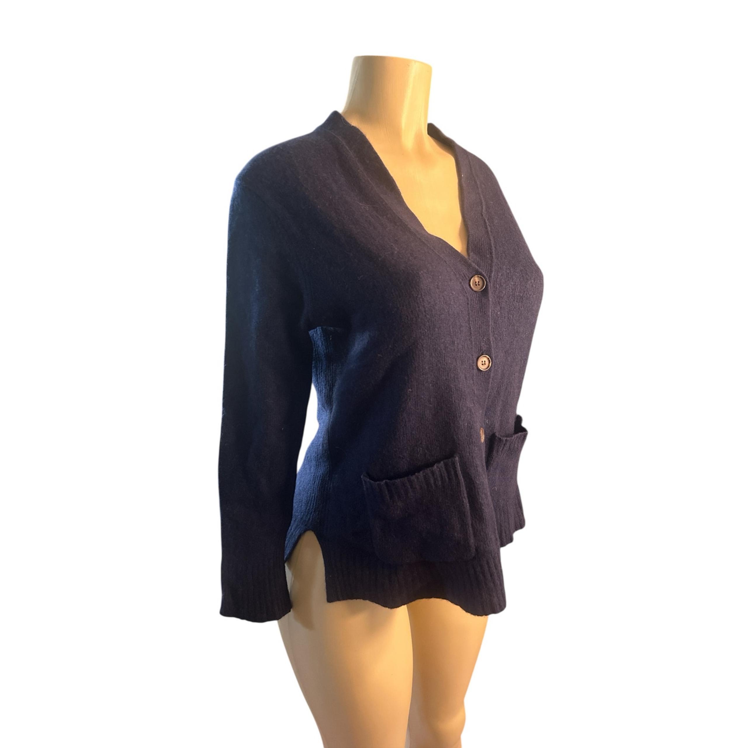 Women XS Jenni Kayne Navy Button Cardigan Sweater Wool Cashmere Blend