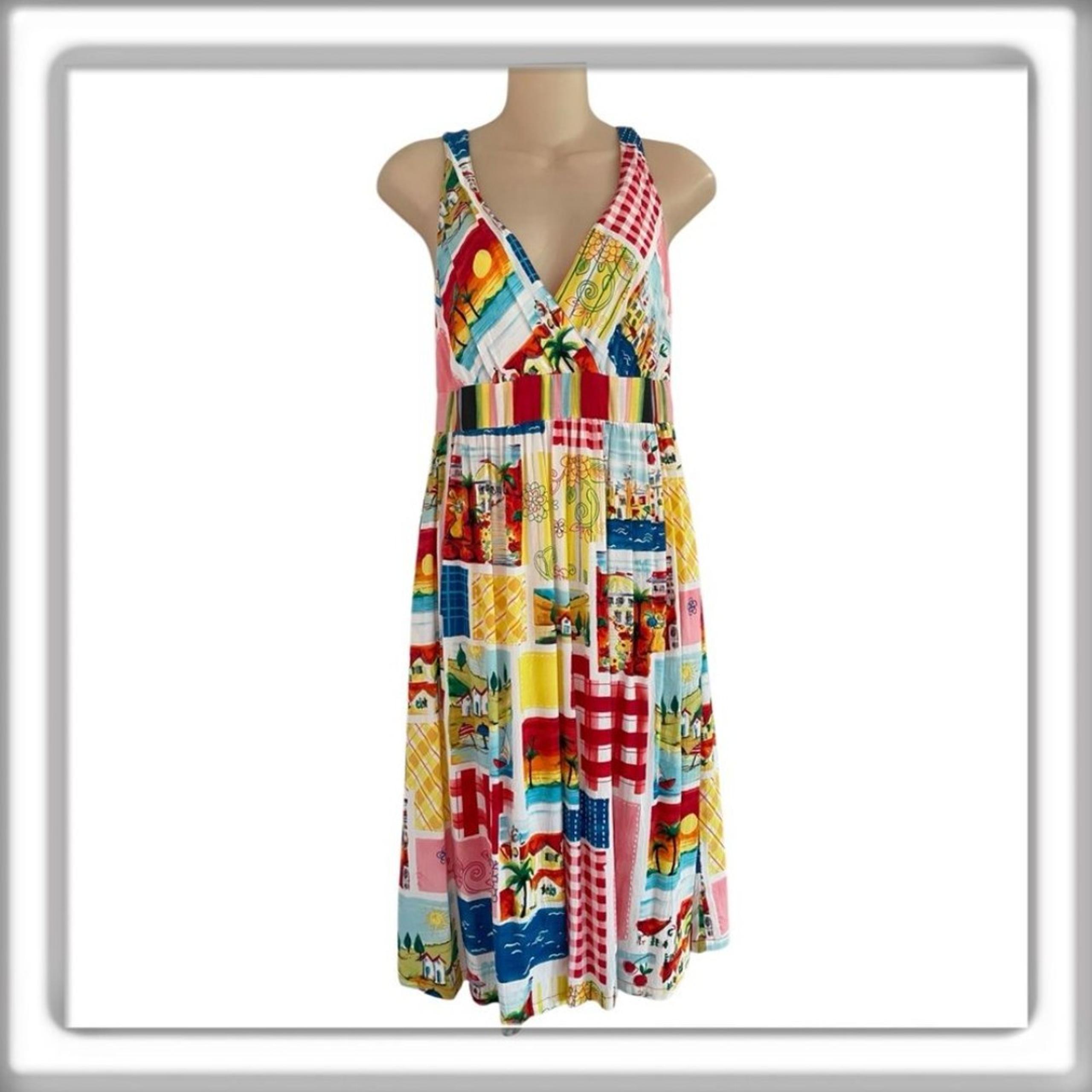 JAMS WORLD Seaside Sleeveless V-Neck Knee Length Dress Red Size Medium