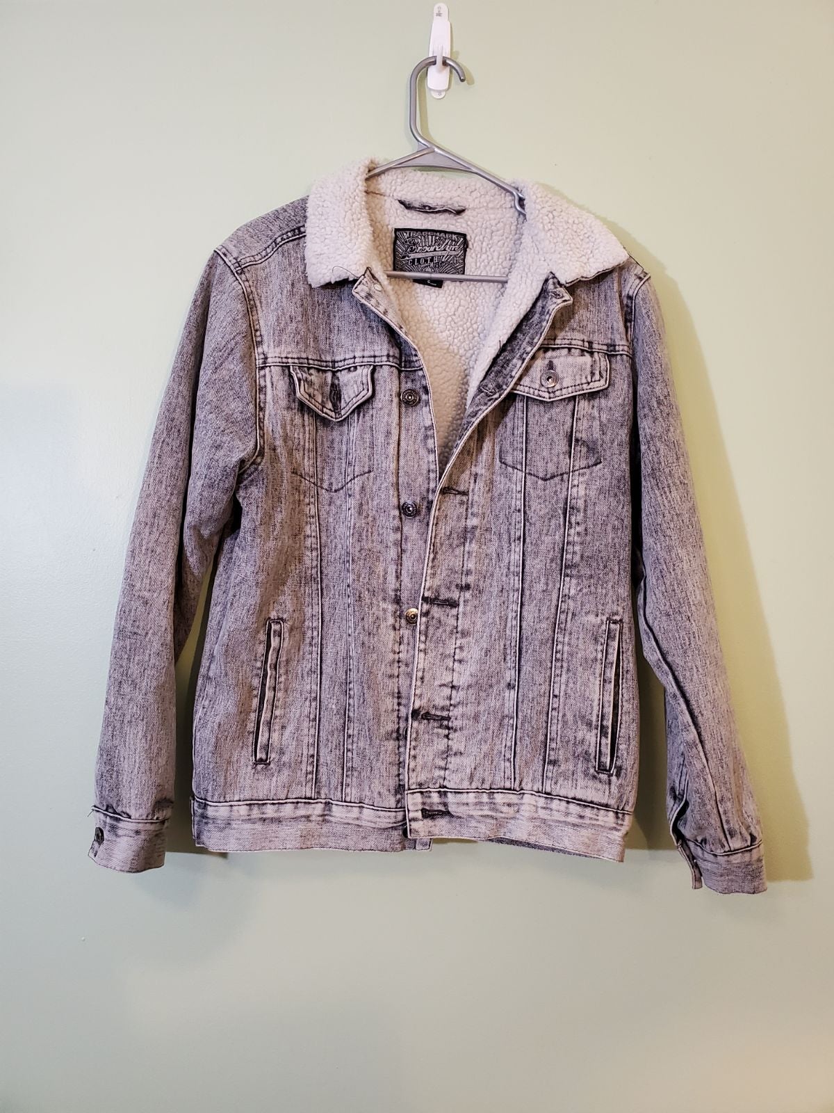 Brooklyn Men's Grey Denim Sherpa Jacket