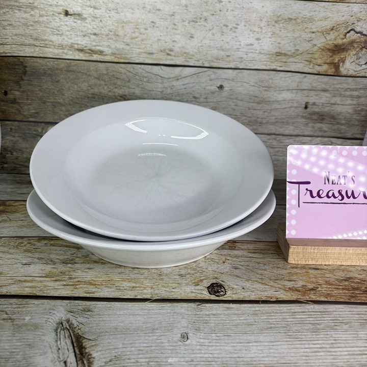 Williams Sonoma ESSENTIALS WHITE Large Rim Individual 10 Pasta Bowls Set of 2