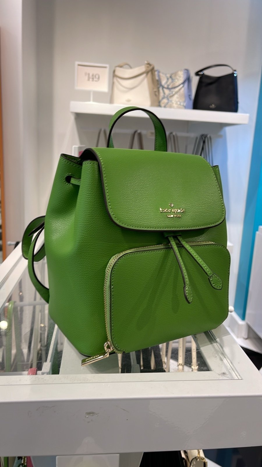 Kate Spade Kristi Medium Flap Backpack Turtle Green NWT