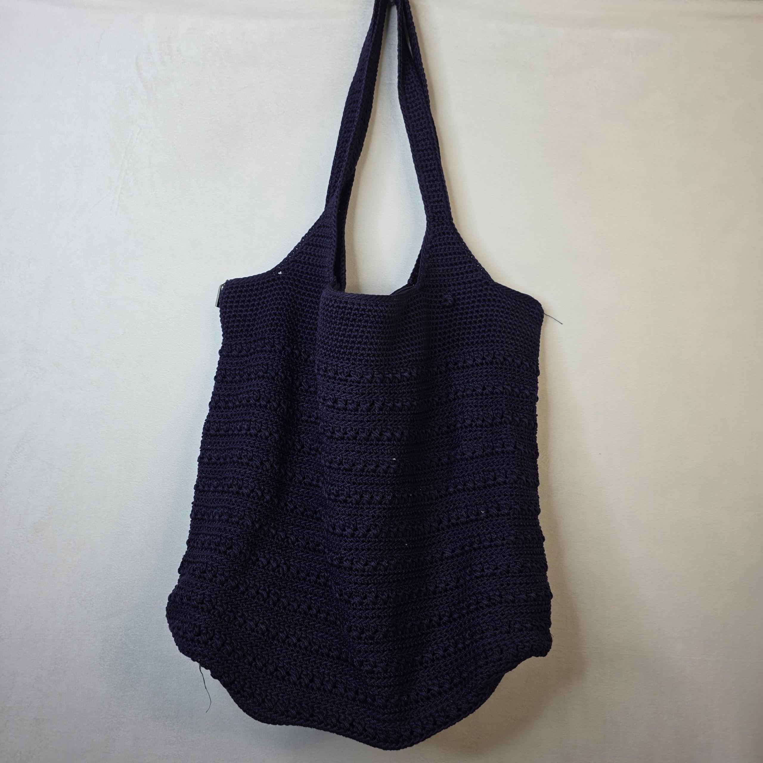 The sak boho large Navy blue crochet tote bag with silver hardware.