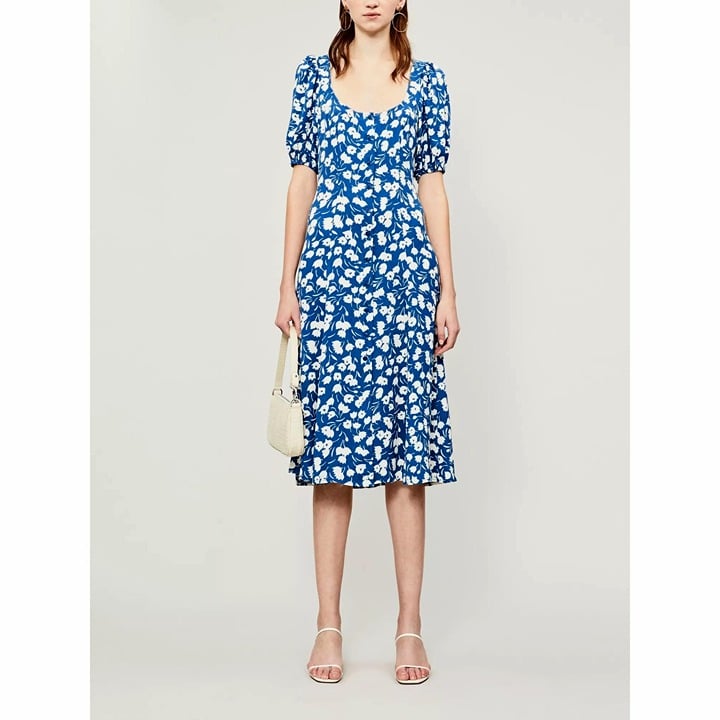 Reformation Beechwood Floral Midi Dress in Blue Tulip 248