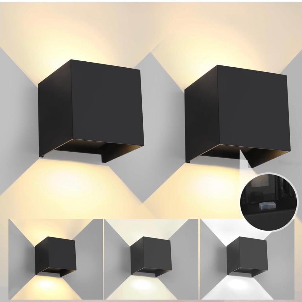Outdoor Wall Lights 3 Colors Adjustable Wall 12W 2 Pack Sconces Porch Lights NIB
