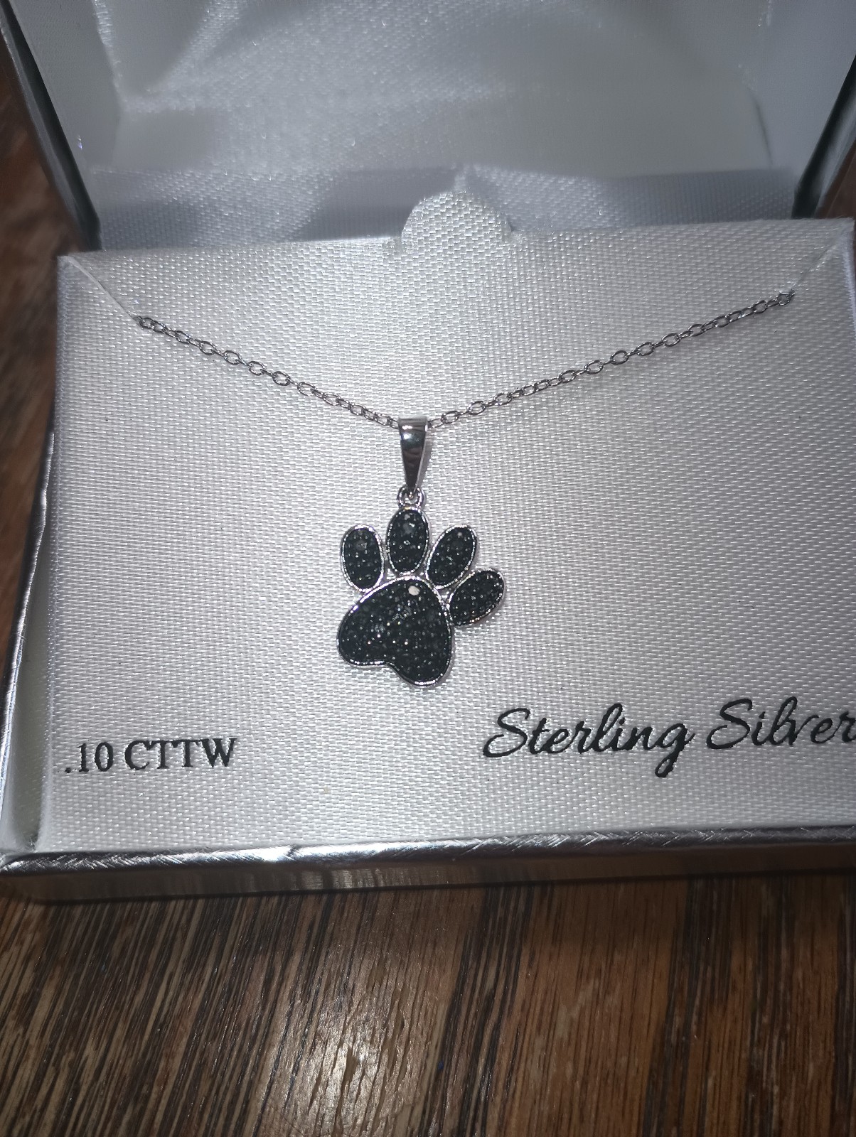 Dog Paw Necklace with Real Black Diamonds