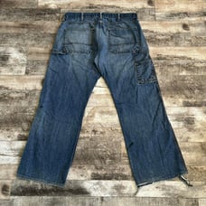 Vintage Y2K Dark Wash Old Navy Trashed Baggy Carpenter Jeans Size 36 x 32