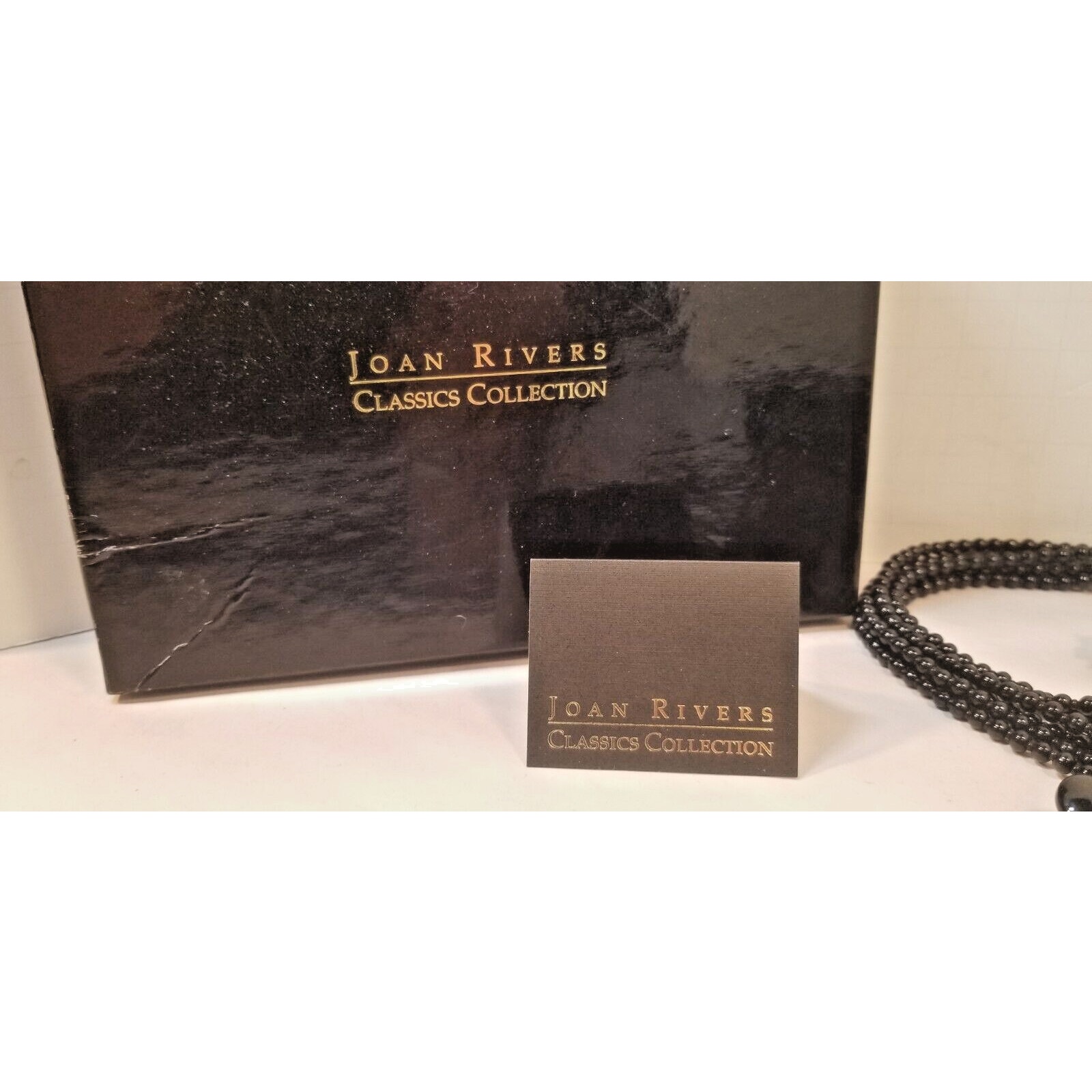 Joan Rivers Massive Starlet Black Flower Necklace & Earrings Set/Box/Pouch