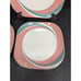 Sango Quadrille Pinwheel Pink 5206 Square 7 9/16 Salad Plate Set of 4