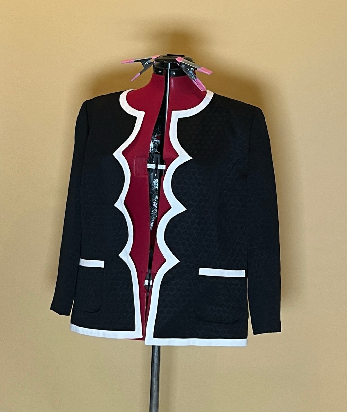 Kasper Black Blazer with White Scalloped Trim size 16