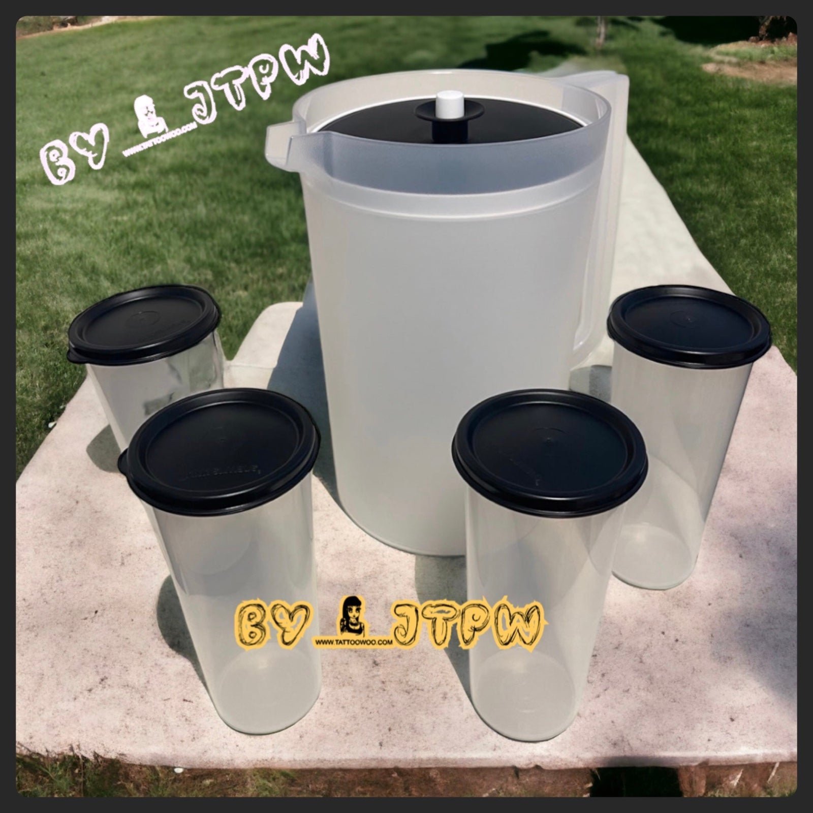 TUPPERWARE PITCHER & TUMBLERS
