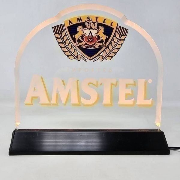AMSTEL IMPORTED BEER EDGE LIT LIGHTED BACK BAR SIGN MAN CAVE 8 X 8
