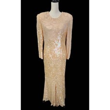 NWT Landa Evening Gown Silk Long Dress Sz 12 Heavily Beaded Sequined 80s Blingy