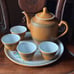 Chinese porcelain woven bamboo tea set