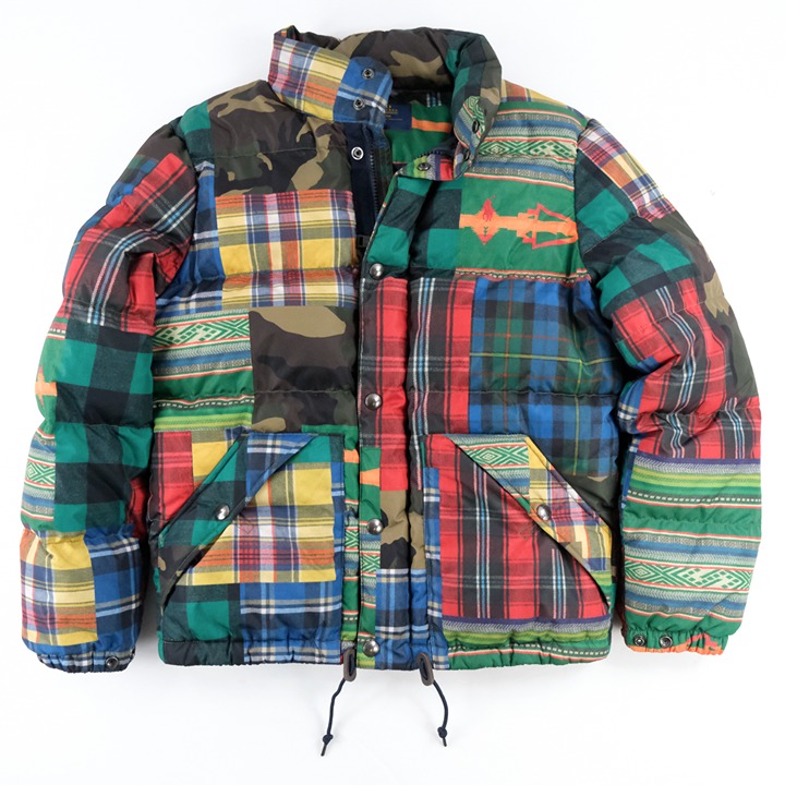 Ralph Lauren Polo Patchwork Down Puffer Jacket (Sz S) Southwestern Plaid Aztec