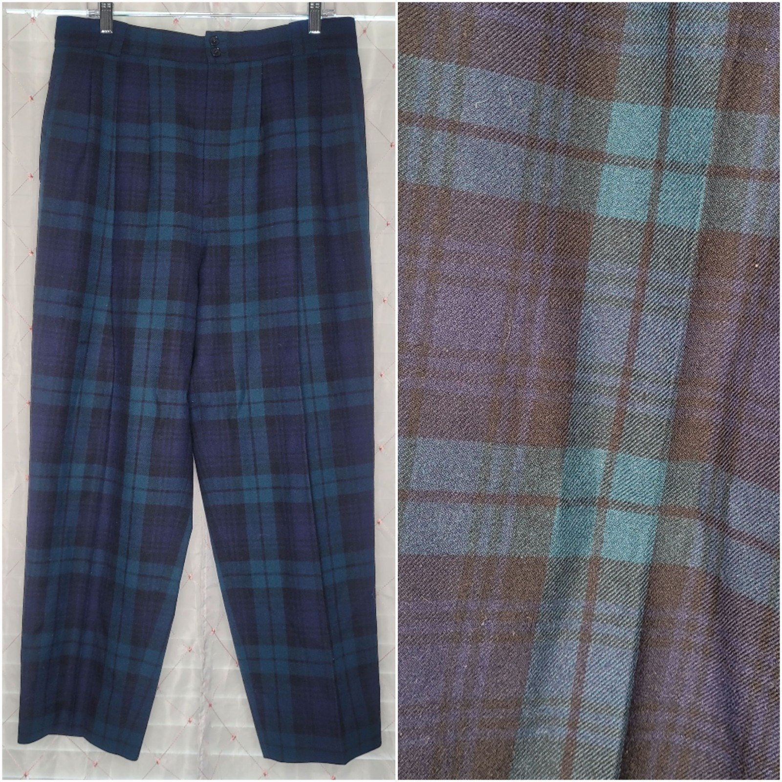 Vtg Giorgio Sant Angelo Wool Black Watch Tartan Plaid Royal Highland Pants Sz 16
