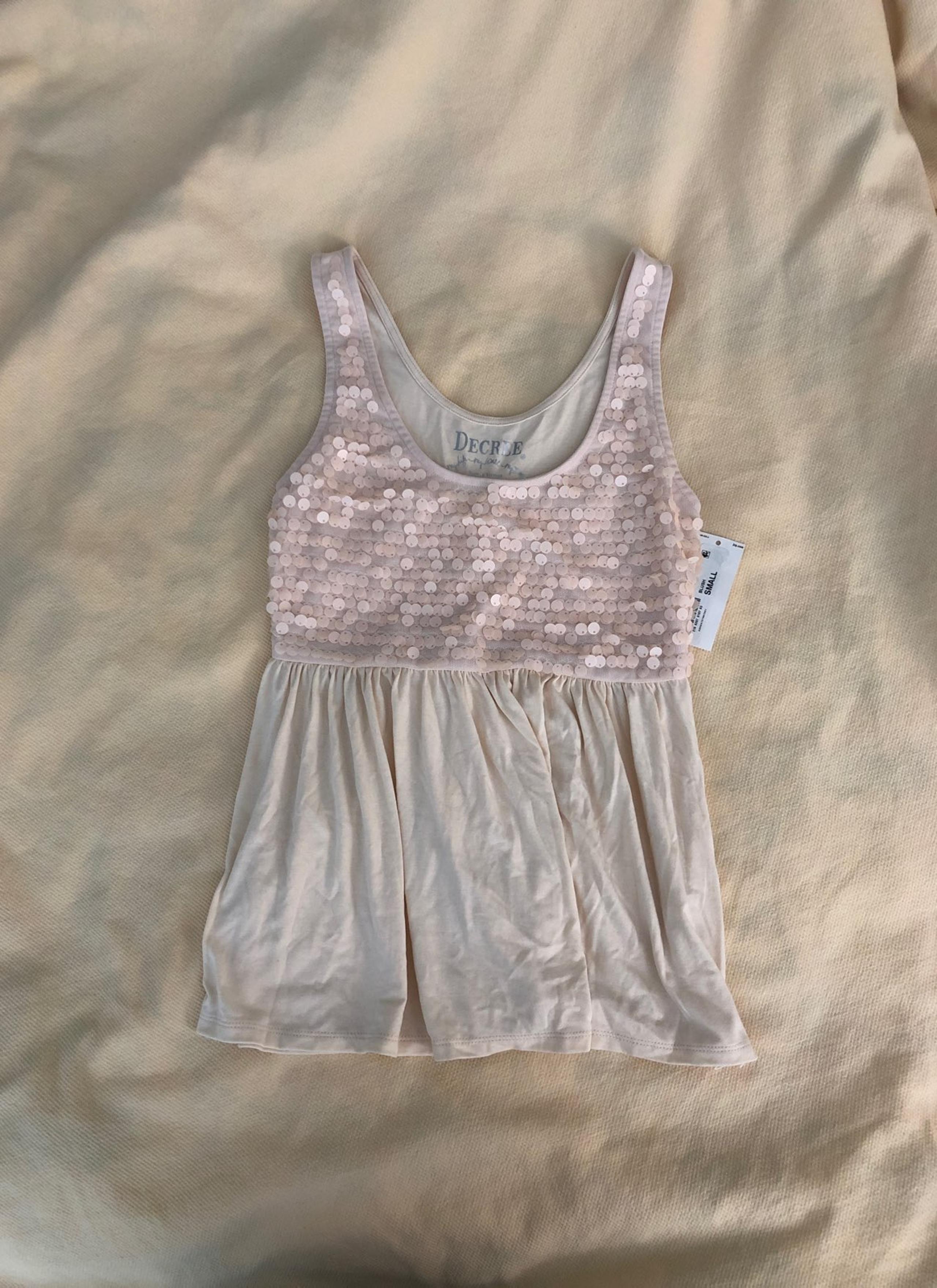 Decree Cream Sequin Tank Top Sz S