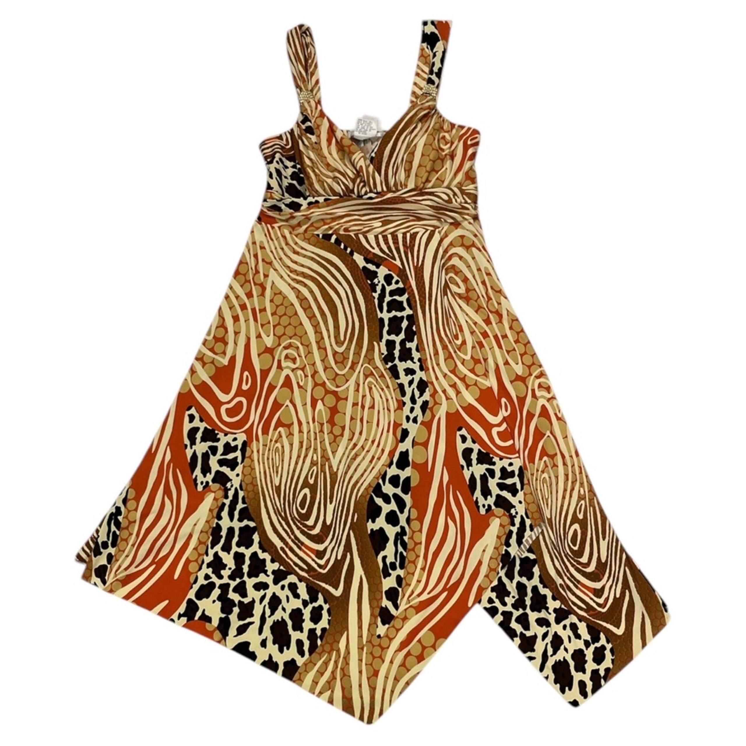 Vintage Y2k Early 2000s La Belle Animal Print Leopard Cheetah Mini Dress Large