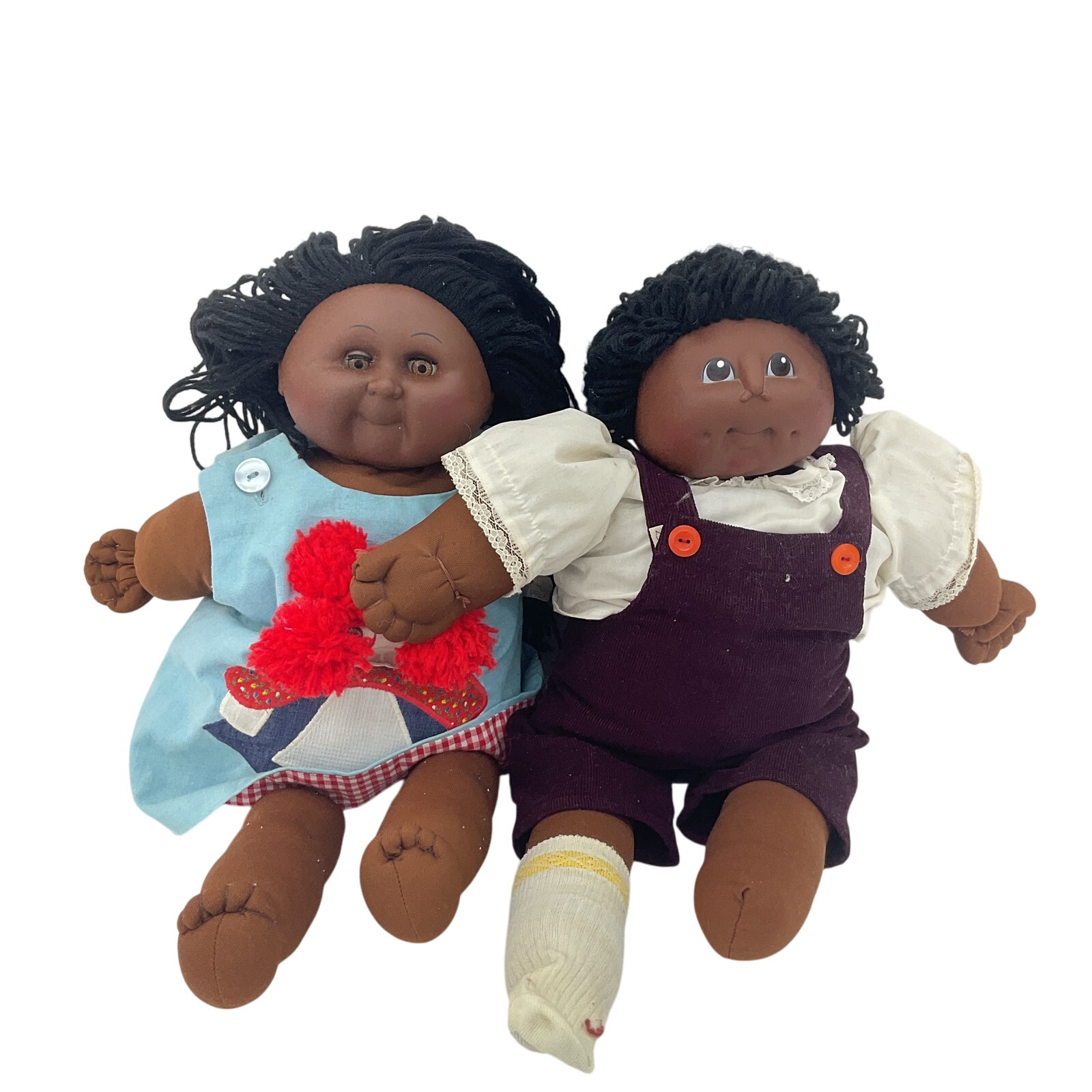 Vintage 1980s Handmade The Frog Pond Black African American Girl Baby Dolls