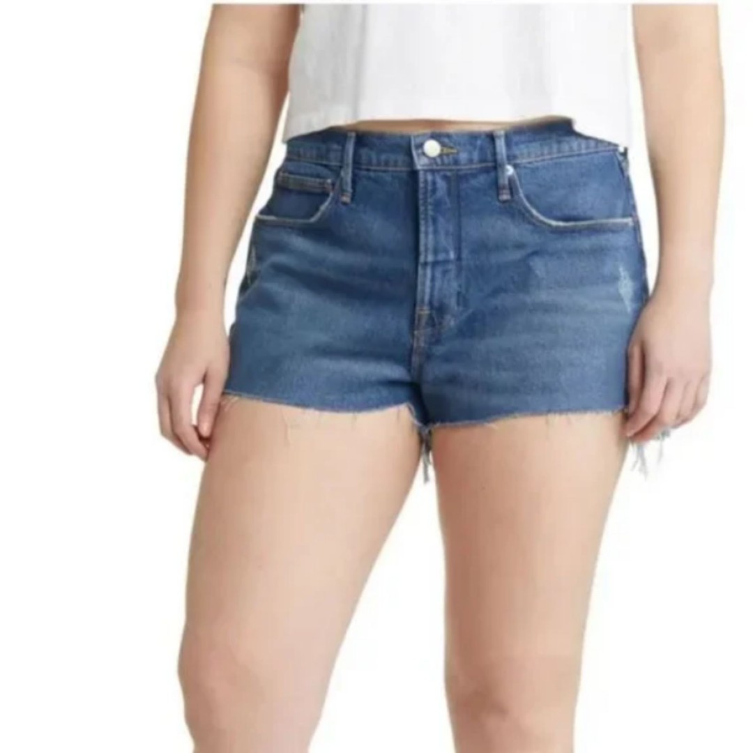 Good American Women's GNIS602T Size 20 Blue Cut Off Denim Shorts NWT