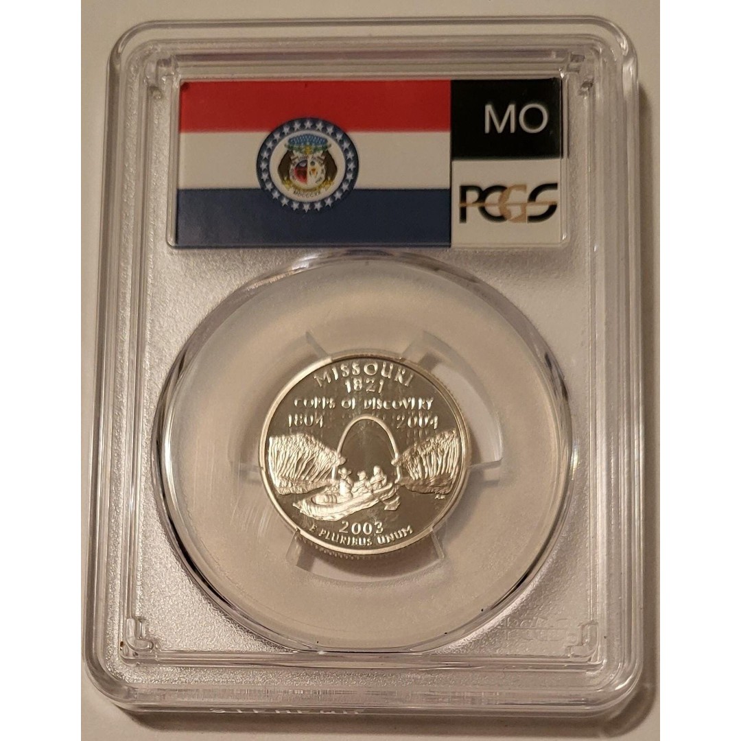 2003 S Silver Missouri State Quarter Proof PR69 DCAM PCGS Flag Label