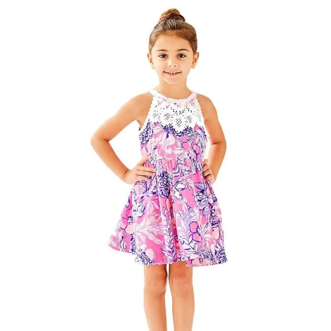 Lilly Pulitzer Kenzie Halter Lace Floral Dress Size 2T