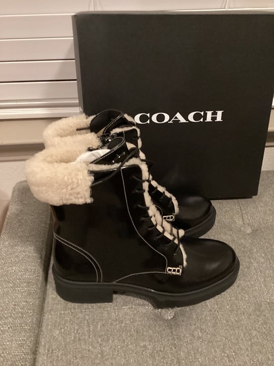 NTW COACH Women's Leighton Signature Shearling Booties, size 10