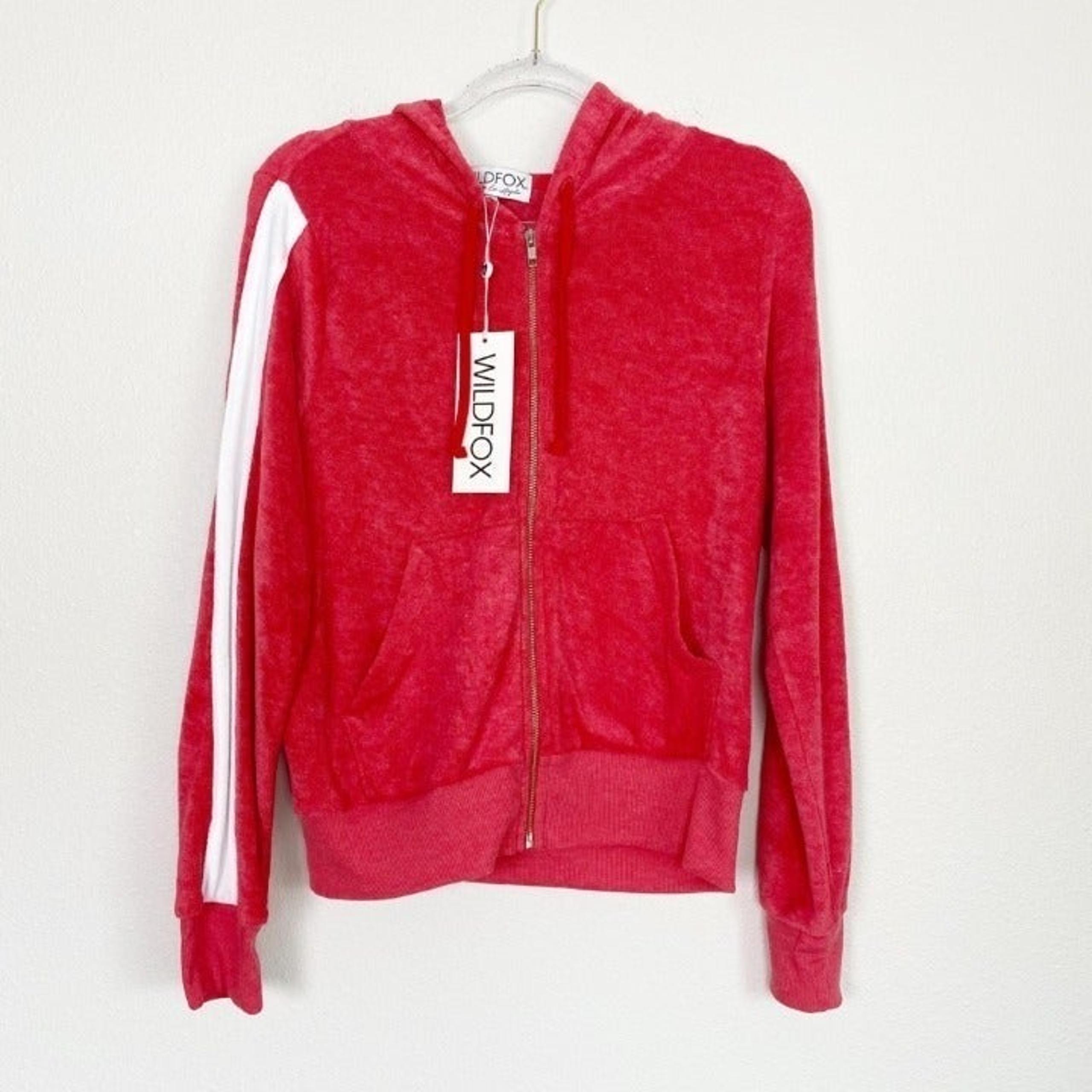 NWT Wildfox Small Red Sport Carta Full Zip Hoodie