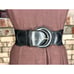 elastic belt chunky genuine leather black 1980s