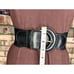 elastic belt chunky genuine leather black 1980s