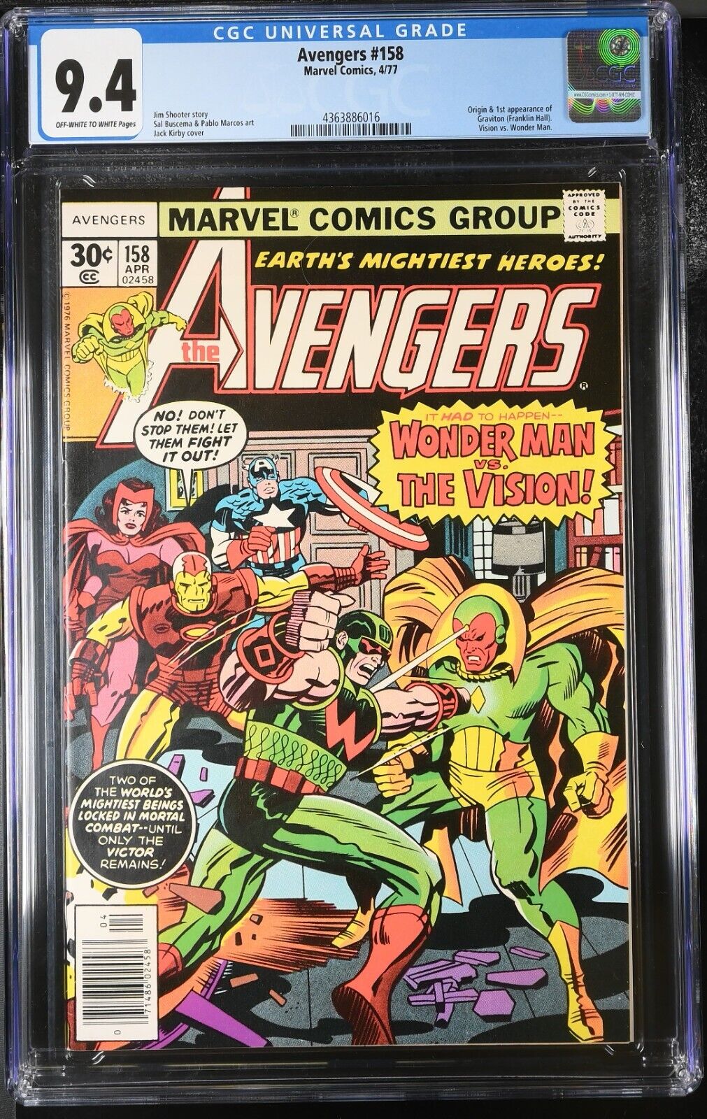 Avengers #158 CGC 9.4 4/77 Marvel Comics FRESH SLAB