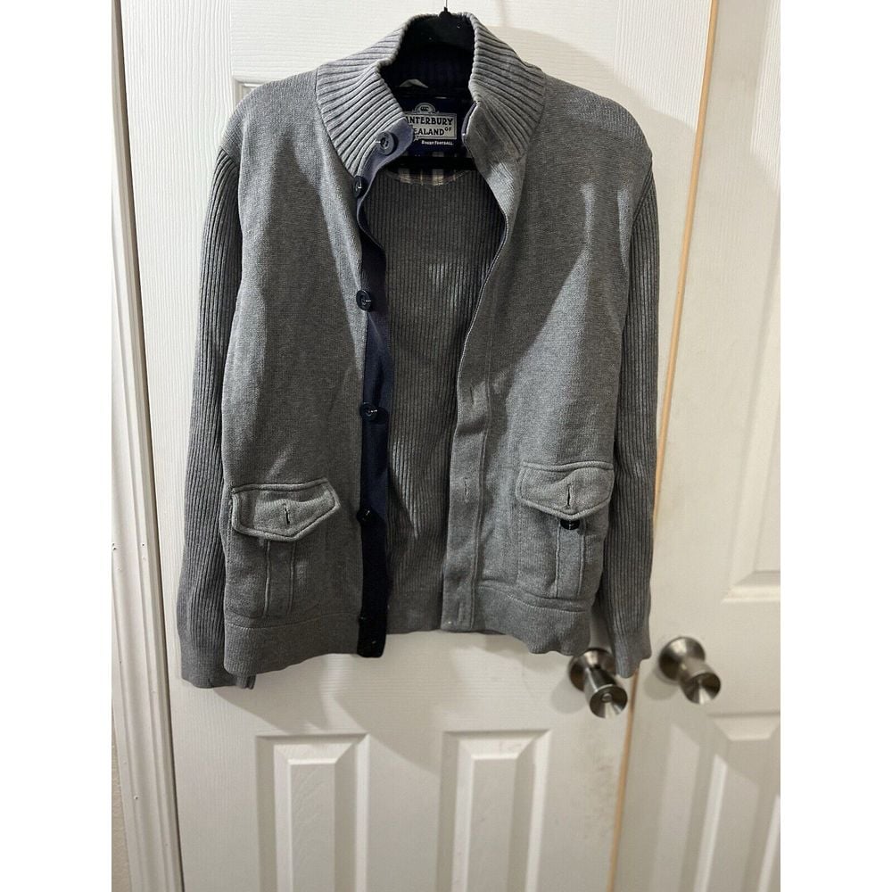 Canterbury of New Zealand M Mens Gray Button up Cardigan Sweater Preppy