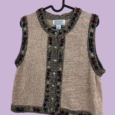 earth tone floral vintage 90s knit sweater vest