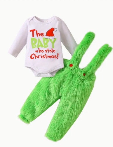 Christmas Baby Boutique Outfit - Grinch Theme - Size 3-6 months - NIP