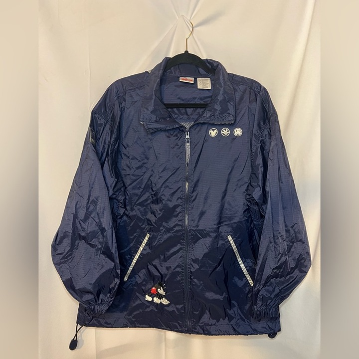 DISNEY STORE Vintage Mickey Mouse Windbreaker Jacket Lightweight Hood Size M
