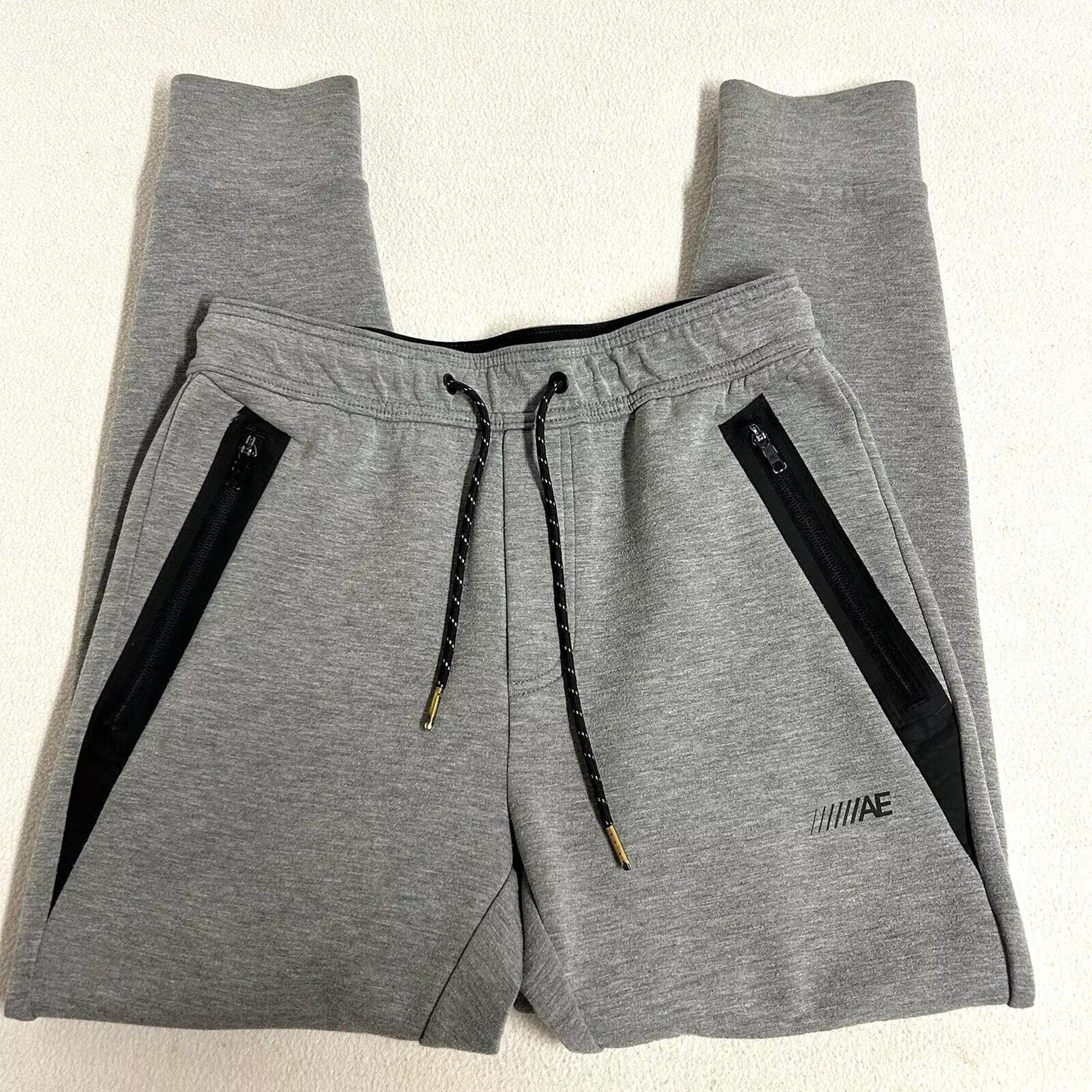American Eagle Outfitter Jogger Sweatpants Men sz XS Gray Drawstring Zip Pockets