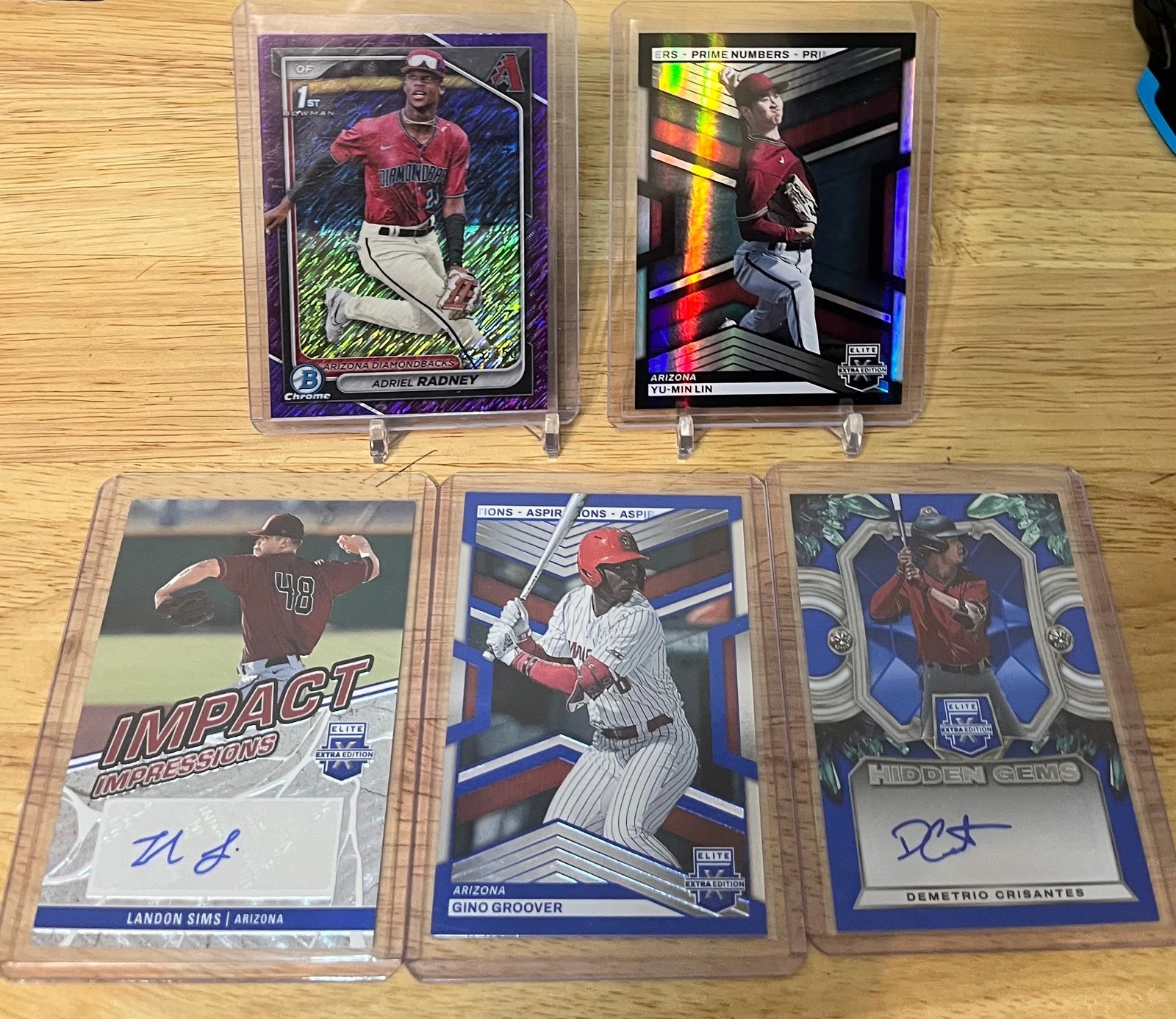 2024 Bowman Chrome #BCP-191 Adriel Radney Purple Shimmer Refractor223/250Dbacks