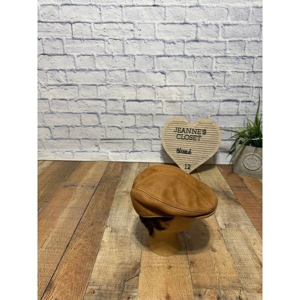 ROOSTER Cut & Sew Leather Newsboy Cap Flat Driving Cabbie Hat Made In USA Pre o