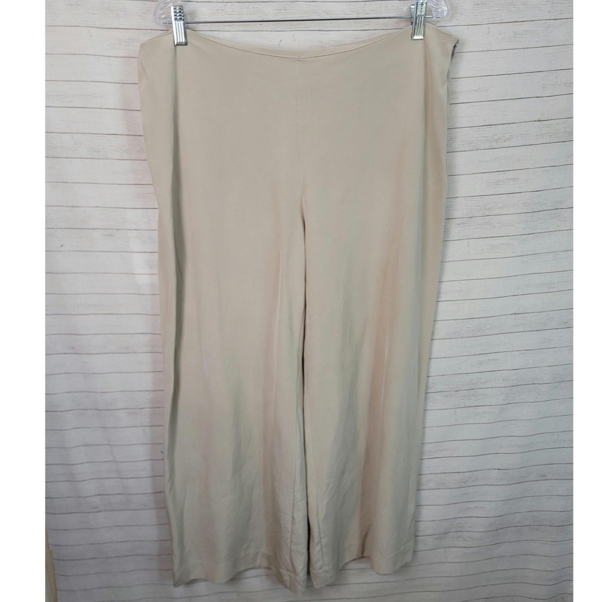 EILEEN FISHER WIDE LEG CROPPED PANTS IN KHAKI TAN, SZ XL
