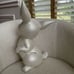 Vintage 70s 1976 Pearlized Ceramic Bunny Rabbit Woodland Critter 15” Tall Pink E