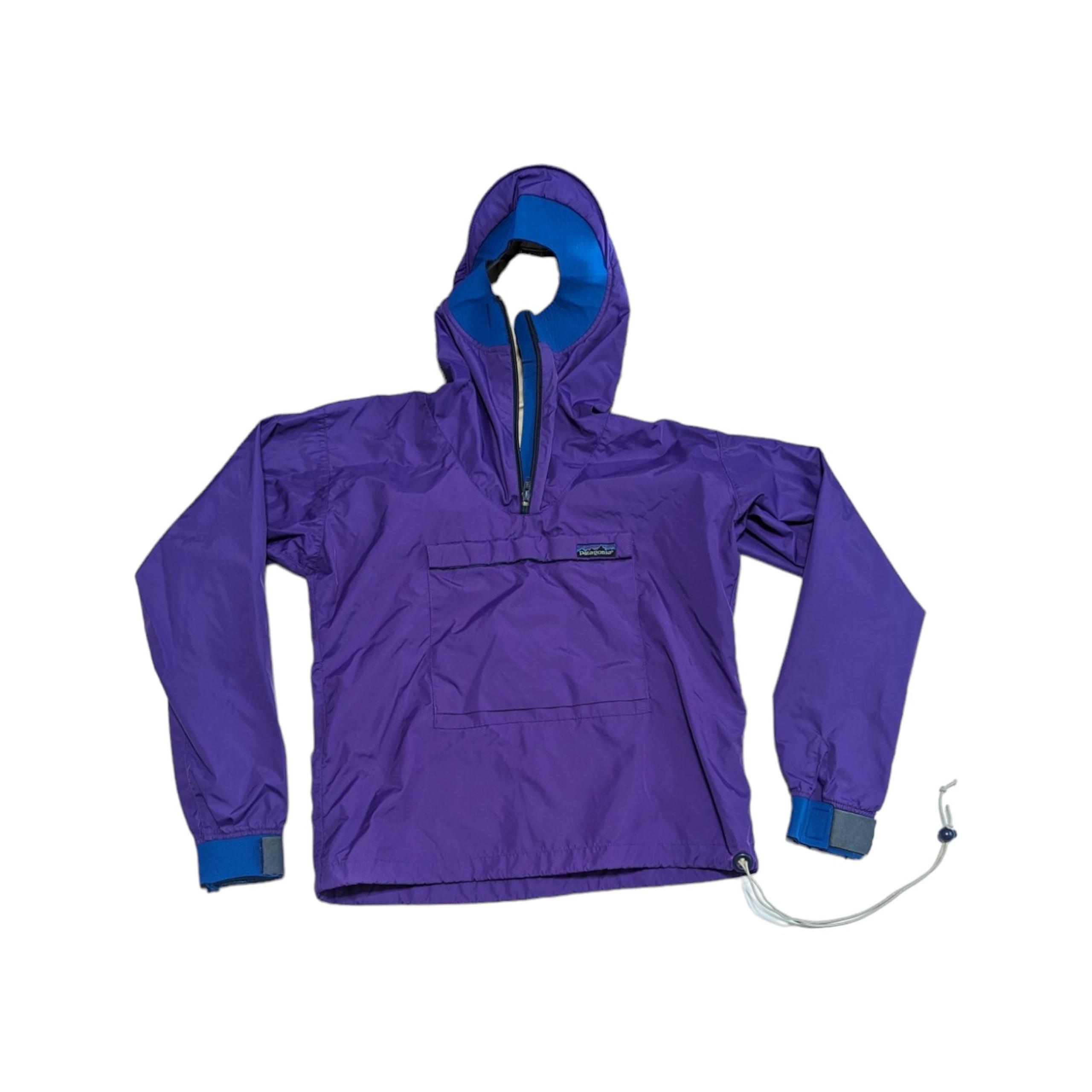 Vintage 80s Patagonia Kayak Paddling Jacket Pullover Hooded Purple Neoprene XS