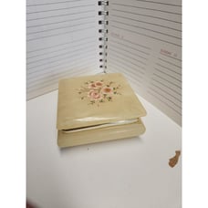 Grandma's trinket box and/or small jewelry box ALABASTER PINK FLOWERS