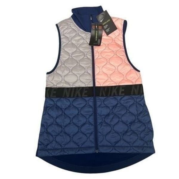 Nike Womens XS AeroLayer Lightweight Run Full Zip Vest Blue Reflective BV3869697