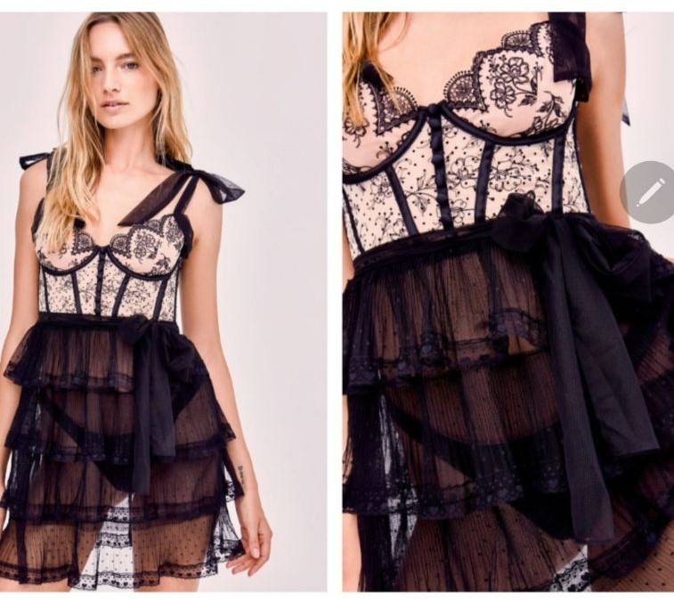 FOR LOVE & LEMONS Black Freya Slip Dress