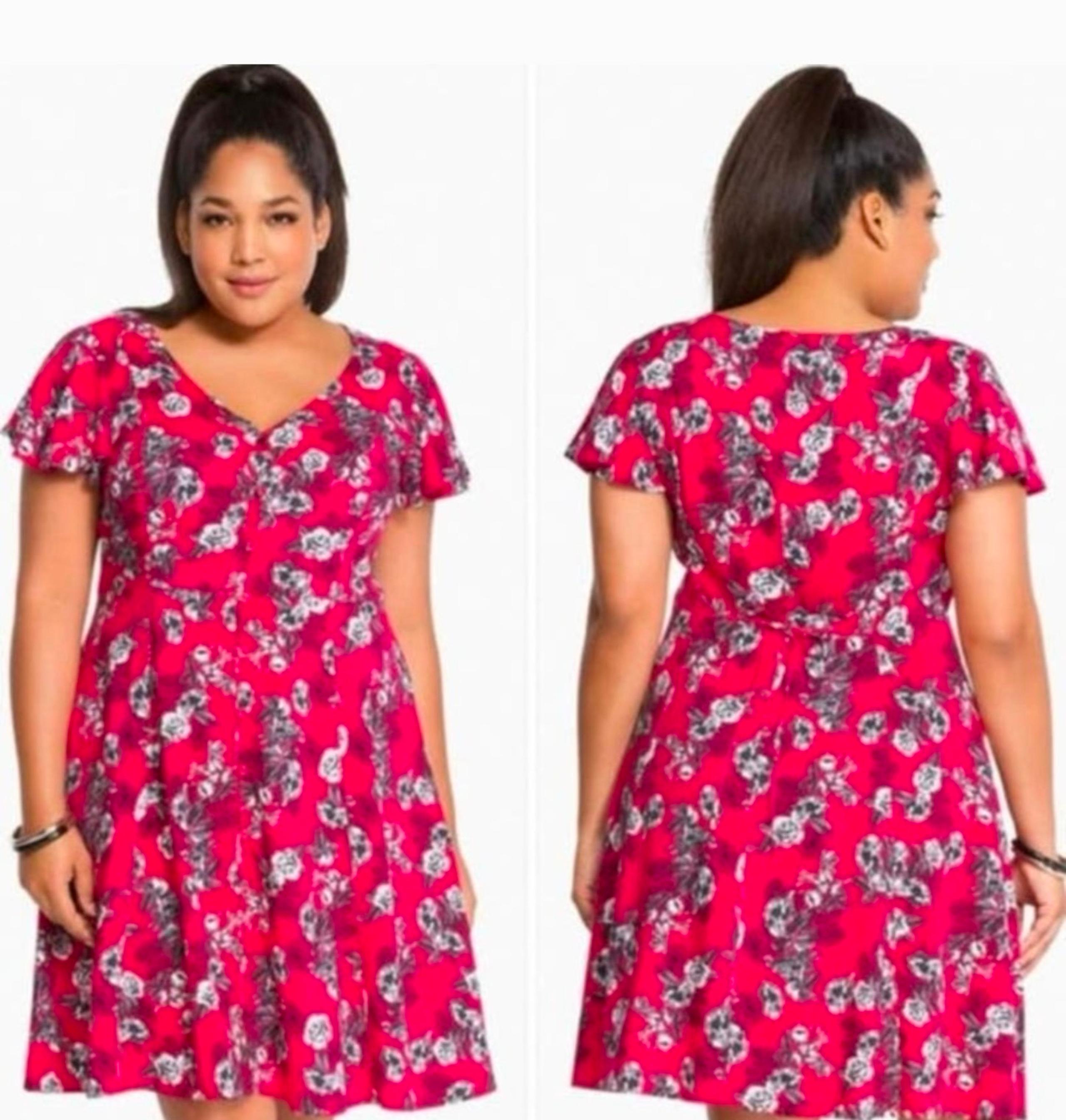 Torrid Floral Challis Button Front Dress 3X Women’s Magenta Knee Length