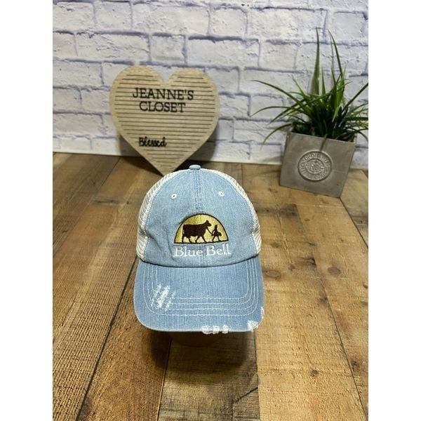 Blue Bell Ice Cream Baseball Cap Trucker Hat Women’s Distressed Pre owned great