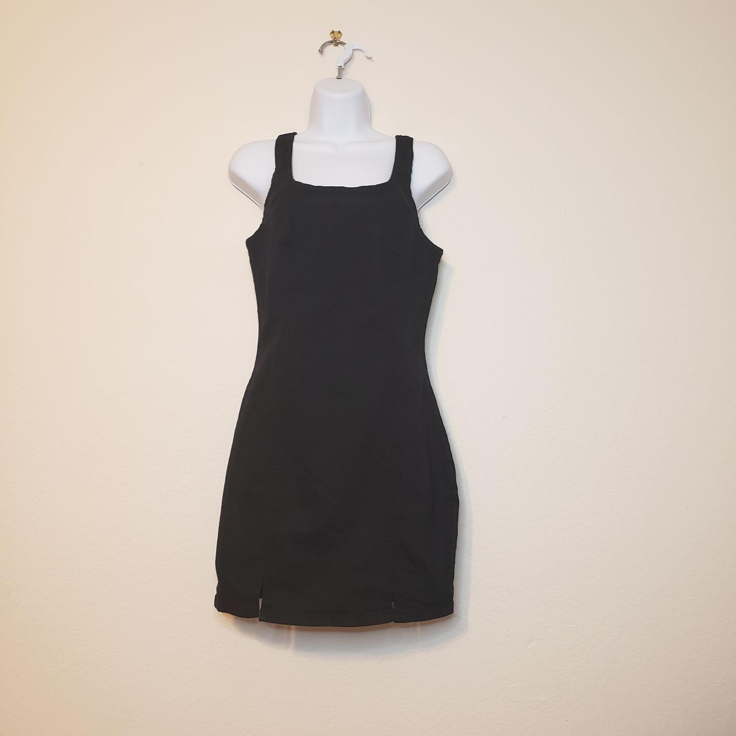 Topshop Women's Black Sleeveless Scoop Back Notch Hem Bodycon Minidress Size 8