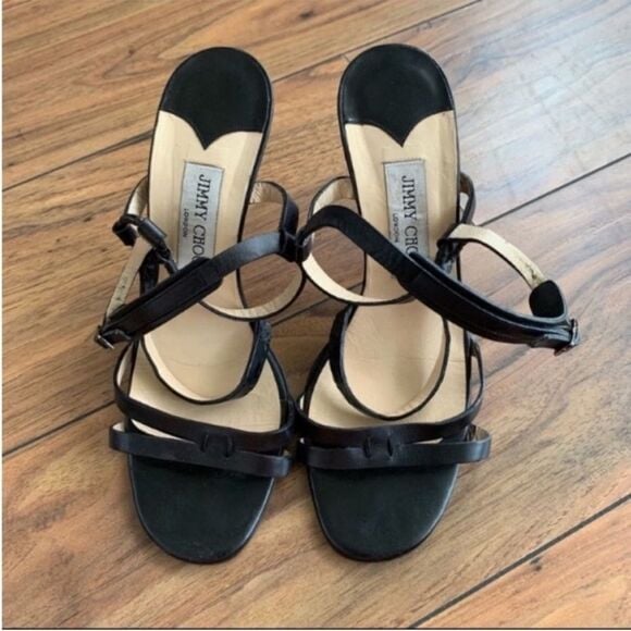 Jimmy Choo Black Leather Sandals