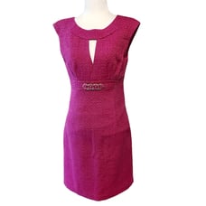 Trina Turk Dress 4 Pink Sleeveless Knee Length Virgin Wool Blend. Dimensions pit