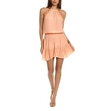 Ramy Brook Medium Rowan Dress Peach Halter Beaded Eyelet Design Mini Dress NWT